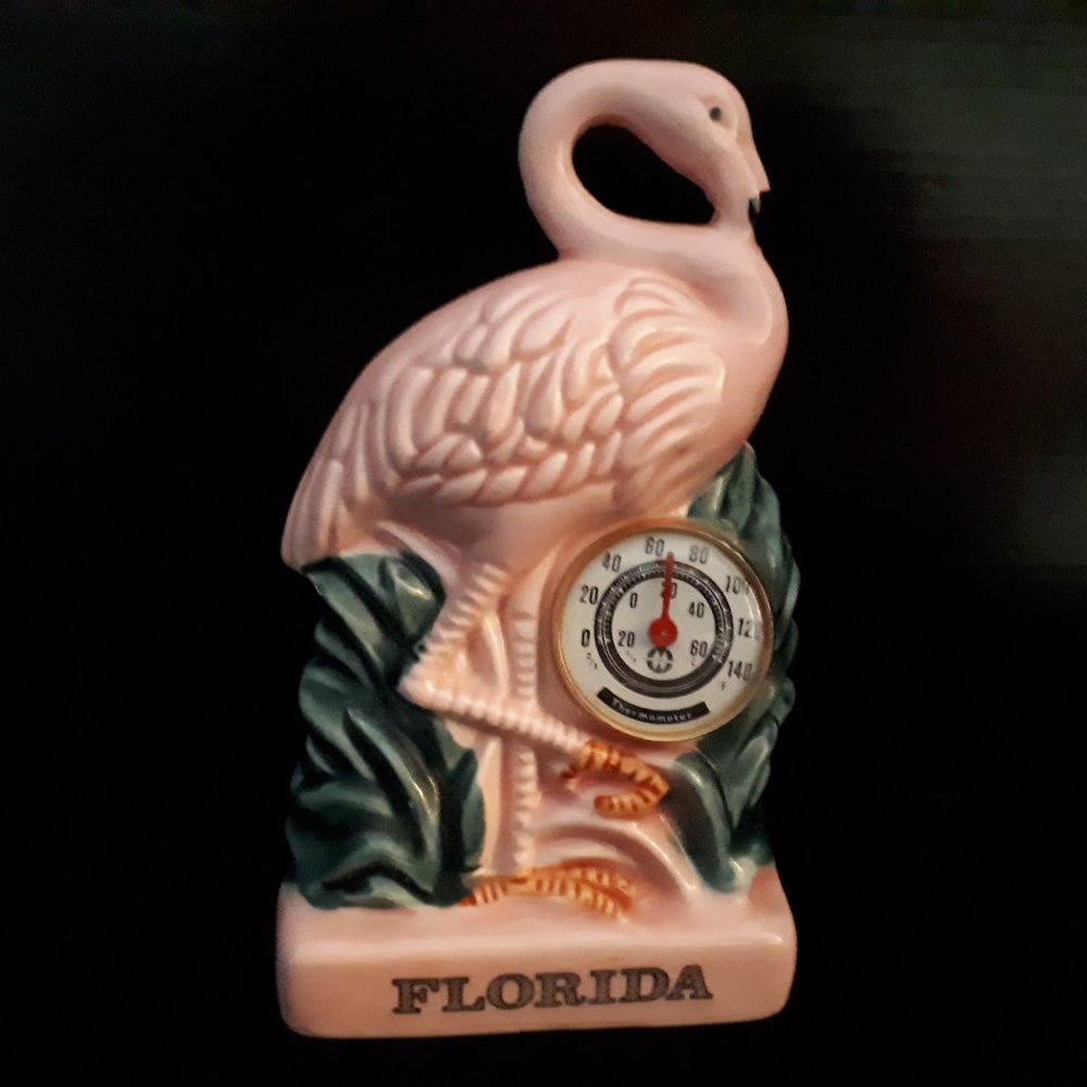 Art Deco Pink Flamingo Florida Thermometer